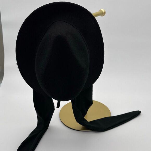 Vintage 1990s Black Wool Hat With Attached Scarf Women’s Medium Retro Winter Cap - Picture 13 of 14